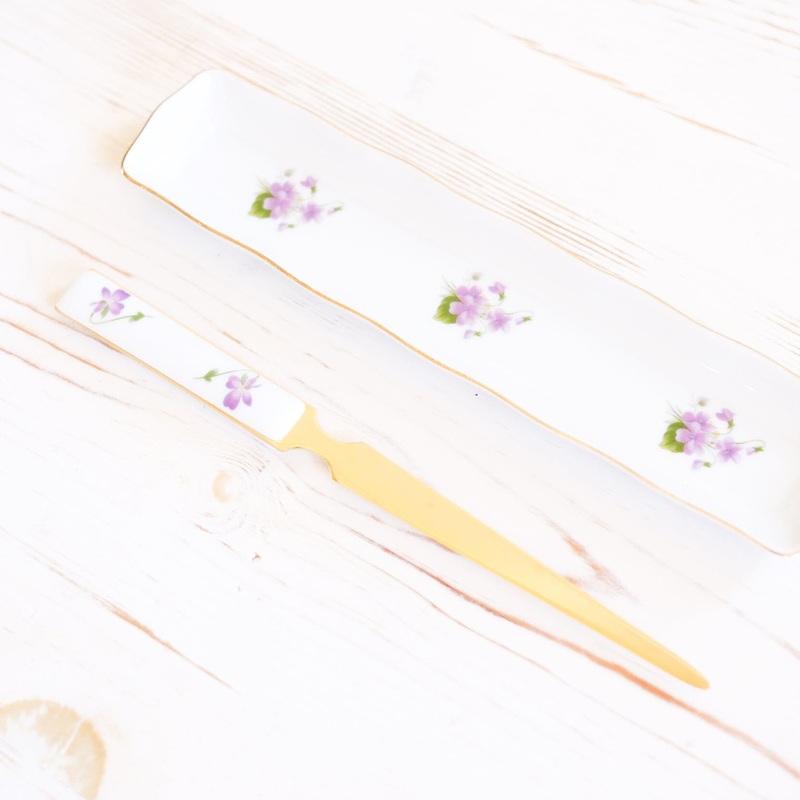 Vintage Letter Opener and Tray