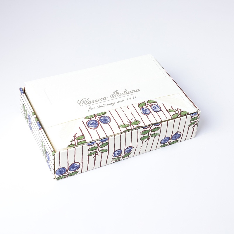 Blue Berry Flat Notecards 3.25″ x  5.25″  (10ct.) | Rossi 1931 Italian Stationery