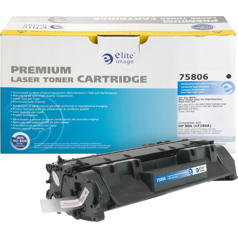 Elite Image Remanufactured Laser Toner Cartridge 80A (CF280A) – Black – 1 Each – 2700 Pages