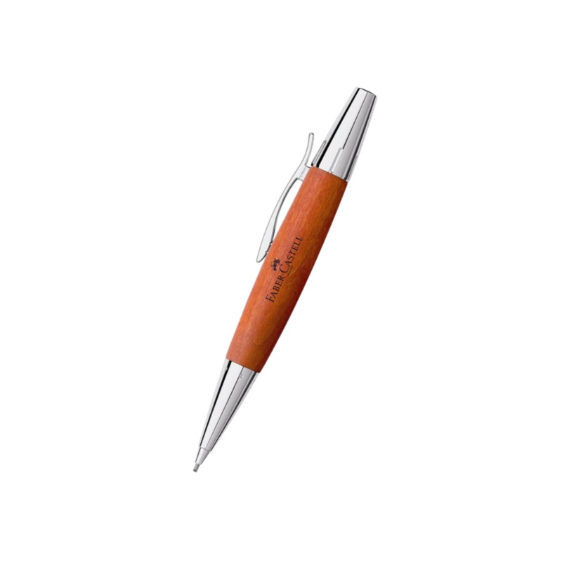 Faber-Castell E-Motion Twist Pencil Pearwood Brown Chrome Metal
