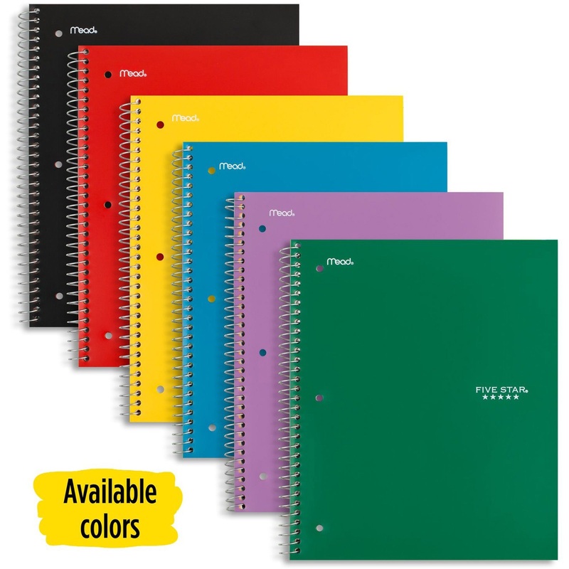 Five Star Wirebound Wide Rule 1-Subject Notebook – 100 Sheets – Wire Bound – Wide Ruled Front Ruling – 8″ x 10 1/2″ Sheet Size – Assorted Plastic Cover – 1 Each
