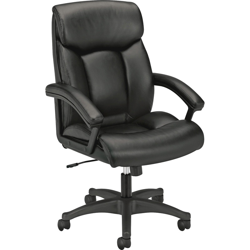 HON VL151 Executive High-Back Chair – Black – Leather – 1 Each