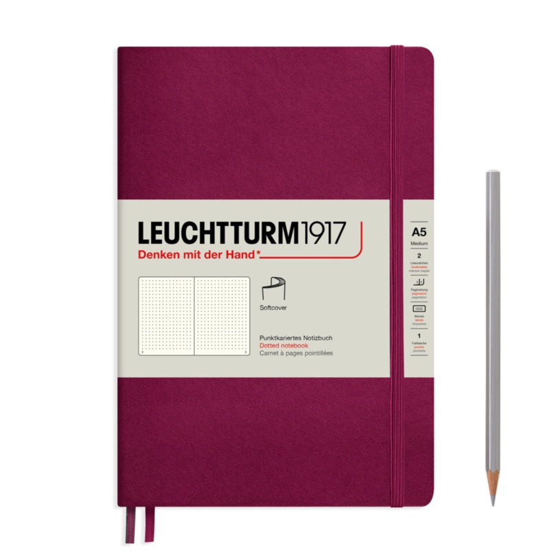 Leuchtturm1917 A5 Medium Softcover Notebook – Dotted / Port Red