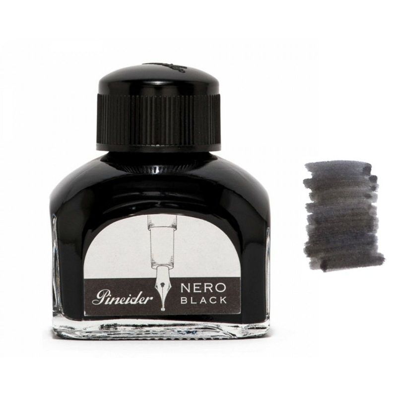 Pineider Fountain Pen Ink Bottle, 75ml Glass Bottle, Black