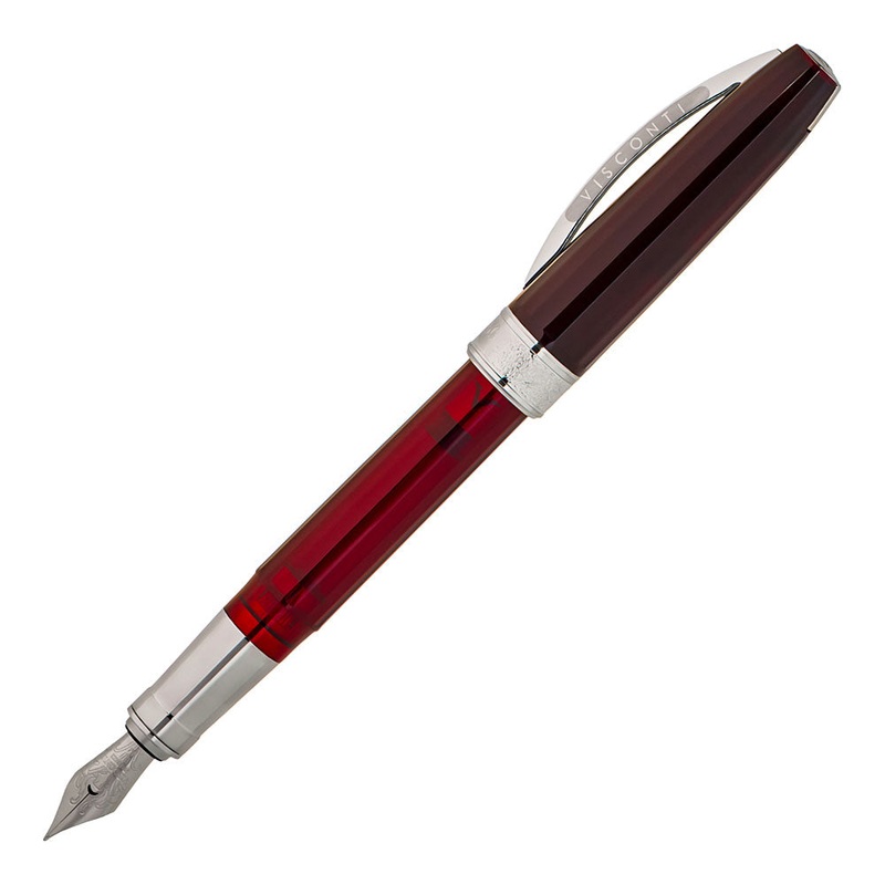 Visconti Michelangelo Red Fountain Pen Broad