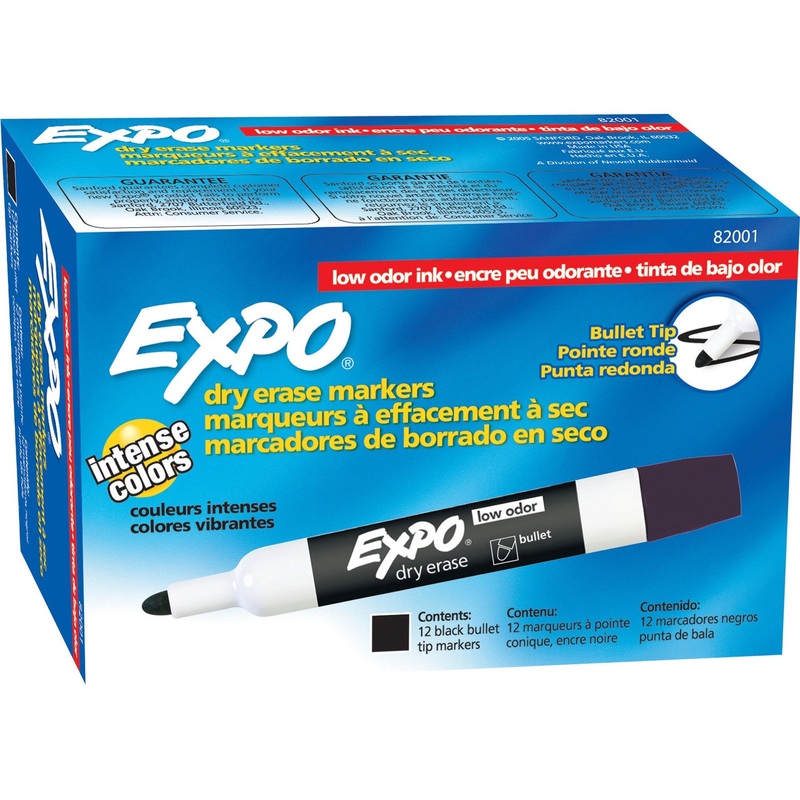 Expo Bold Color Dry-erase Markers – Bullet Marker Point – Black Ink – 12 / Pack