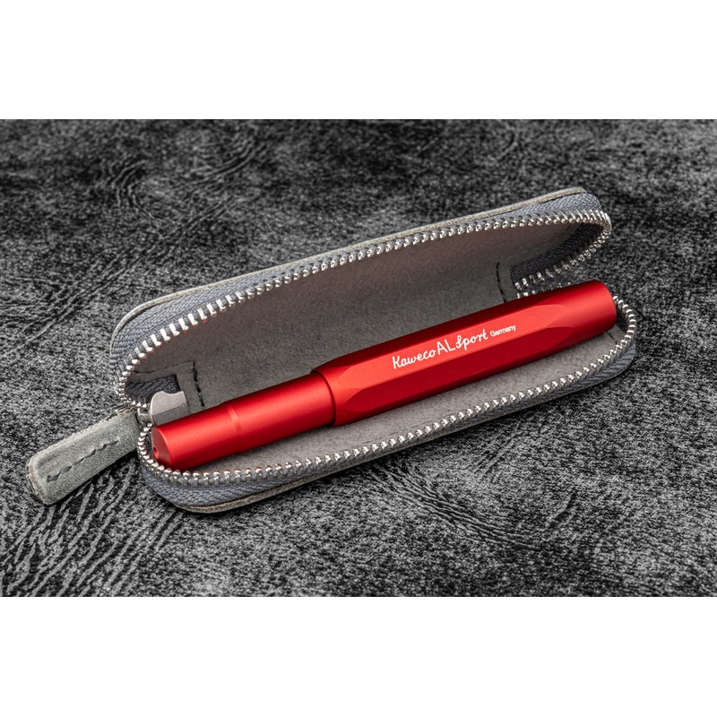 Leather Zippered Single Pen Case for Kaweco – Pocket Pen – C. H. Smoky