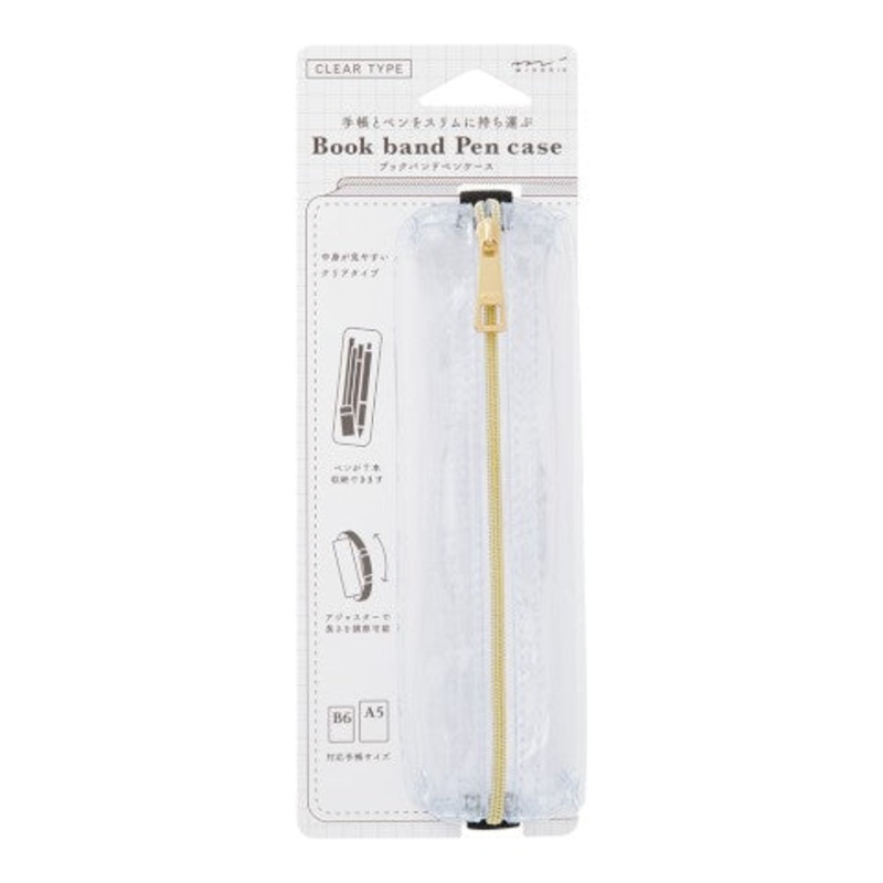 Midori Book Band Pen Case for B6-A5 Notebooks – Clear