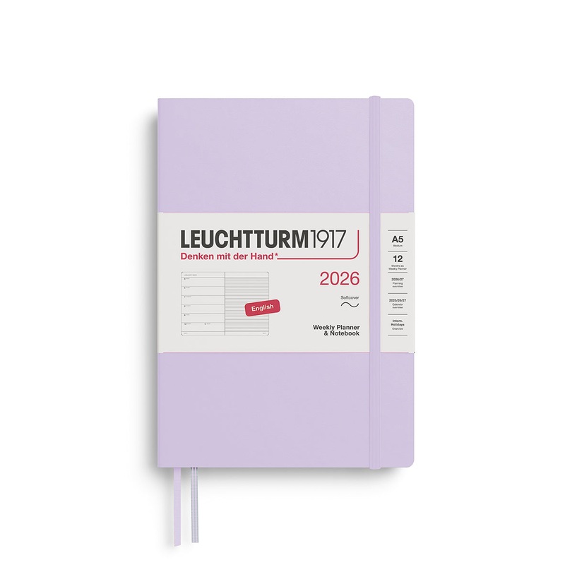 Leuchtturm1917 2026 A5 Medium Softcover Weekly Planner and Notebook – Lilac