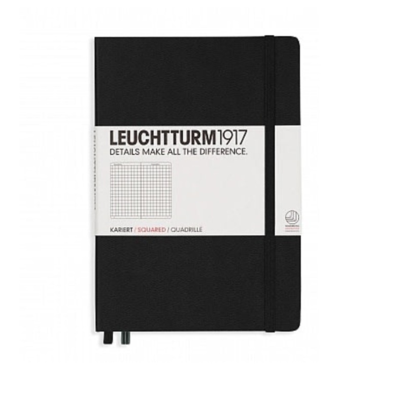 Leuchtturm1917 A5 Medium Hardcover Squared Notebook – Black