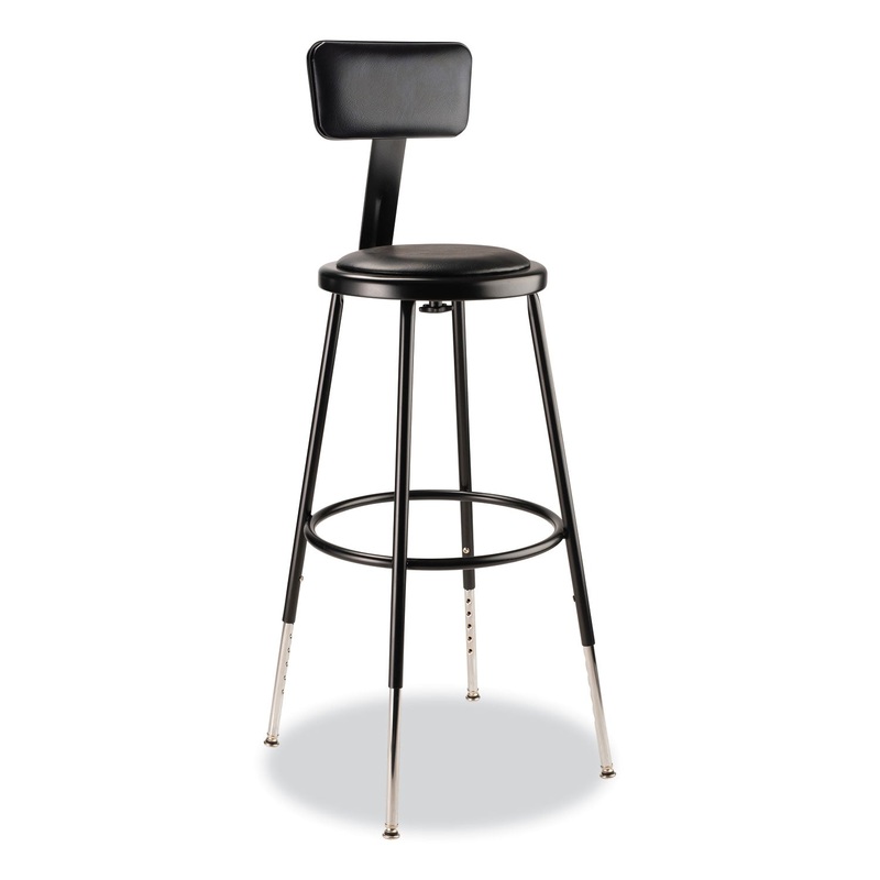 NPS 6400 Series Height Adjustable Heavy Duty Vinyl Padded Steel Stool With Backrest