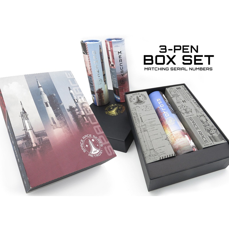 Retro 1951 Space Race 3 Pen Box Set Apollo, Gemini, Mercury