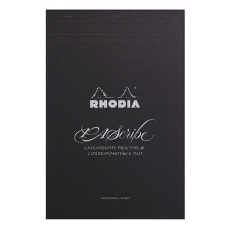 Rhodia PAScribe #19 Top Staplebound Calligraphy Pad with Black Paper