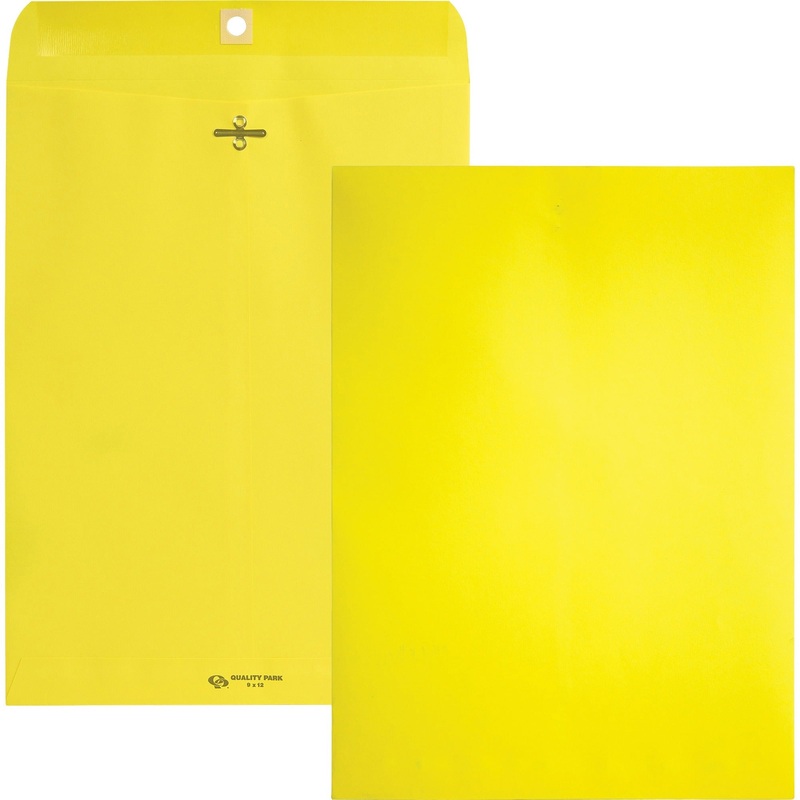 Quality Park 9 x 12 Clasp Envelopes with Deeply Gummed Flaps – Clasp – #90 – 9″ Width x 12″ Length – 28 lb – Gummed – Yellow – 10 / Pack