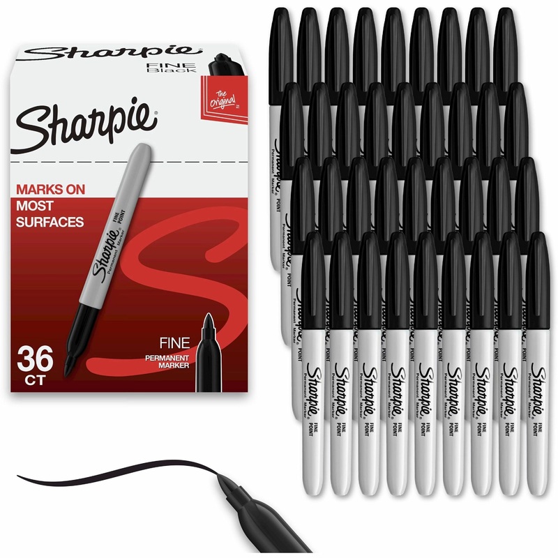 Sharpie Permanent Marker – 1 mm Fine, Bold Marker Point – Black Ink – Black Barrel – 36 / Box