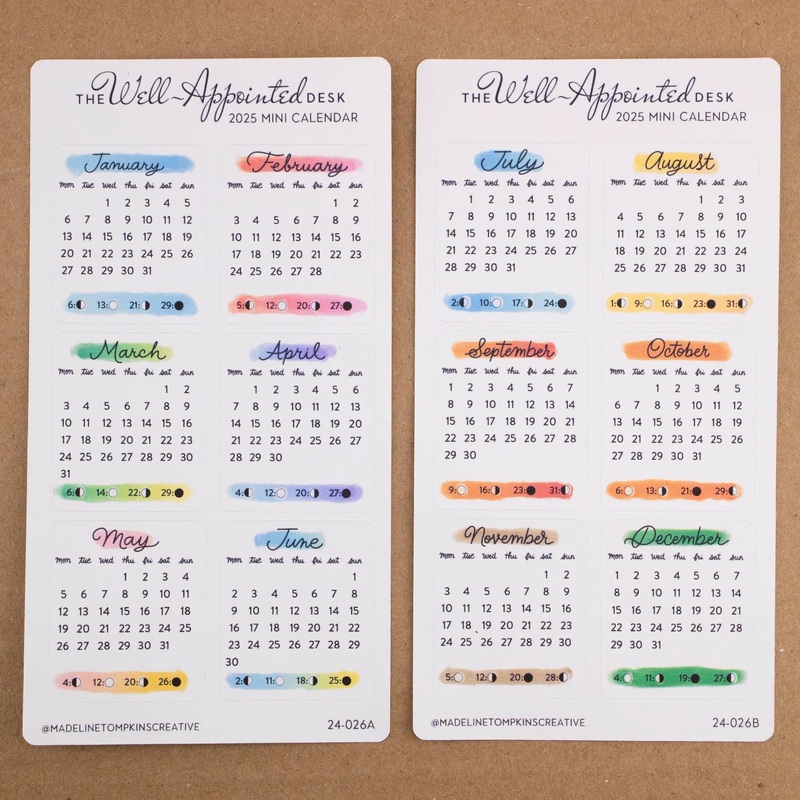 The Well Appointed Desk – 2025 Mini Monthly Calendar Stickers