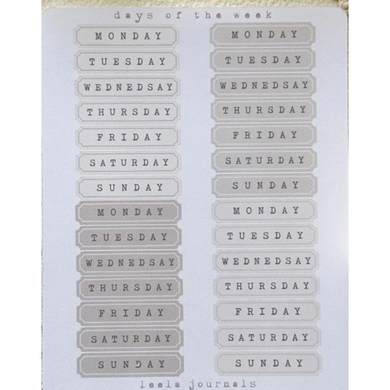 Leelajournals Vintage Weekly Headers Sticker Sheet