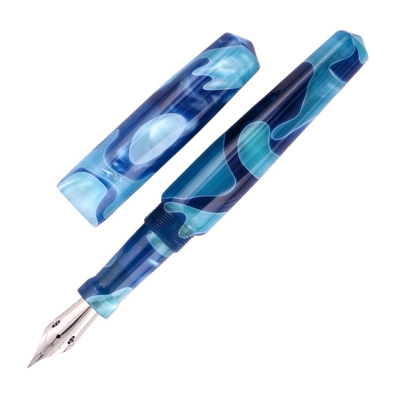 Ranga Abhimanyu Acrylic Fountain Pen – Aqua Blue Swirl Extra Fine