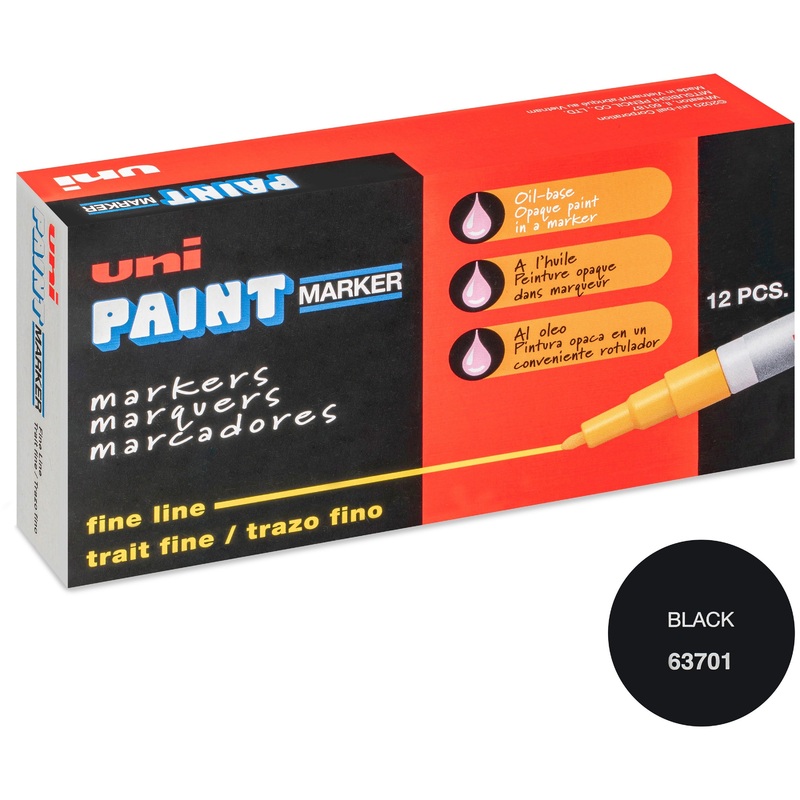 uniball uni-Paint PX-21 Oil-Based Paint Marker – Fine Marker Point – Retractable – Black Ink – Rubber Barrel – 1 Each