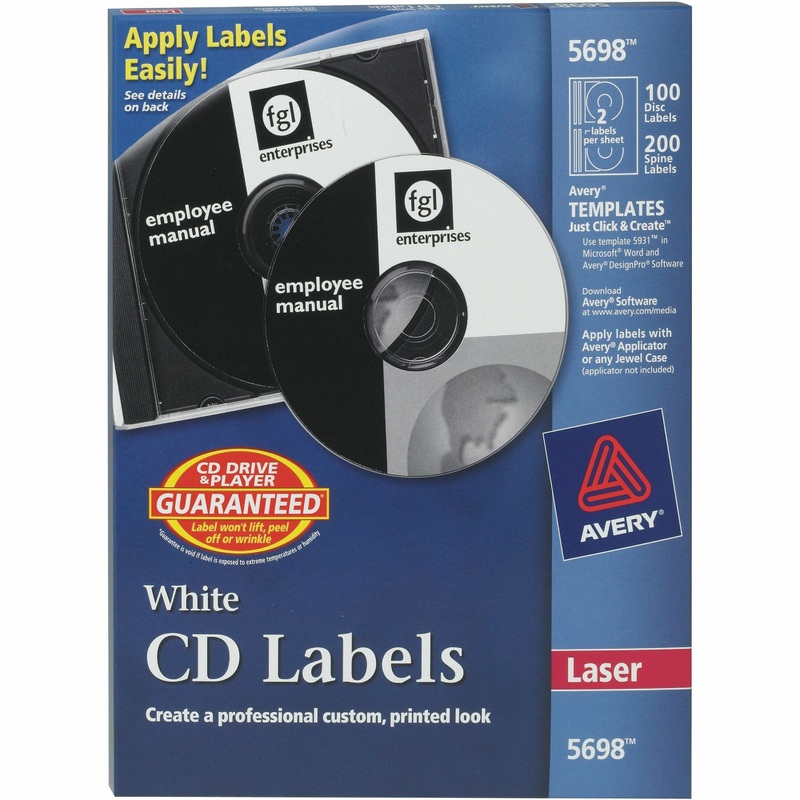 Avery Optical Disc Label – – HeightPermanent Adhesive – Laser – Matte – Matte White – Paper – Peel-off, Wrinkle-free, Print-to-the Edge, Smear Resistant, Smudge Resistant – 2 / Sheet – 50 Total Sheets – 100 Total Label(s) – 100 / Pack