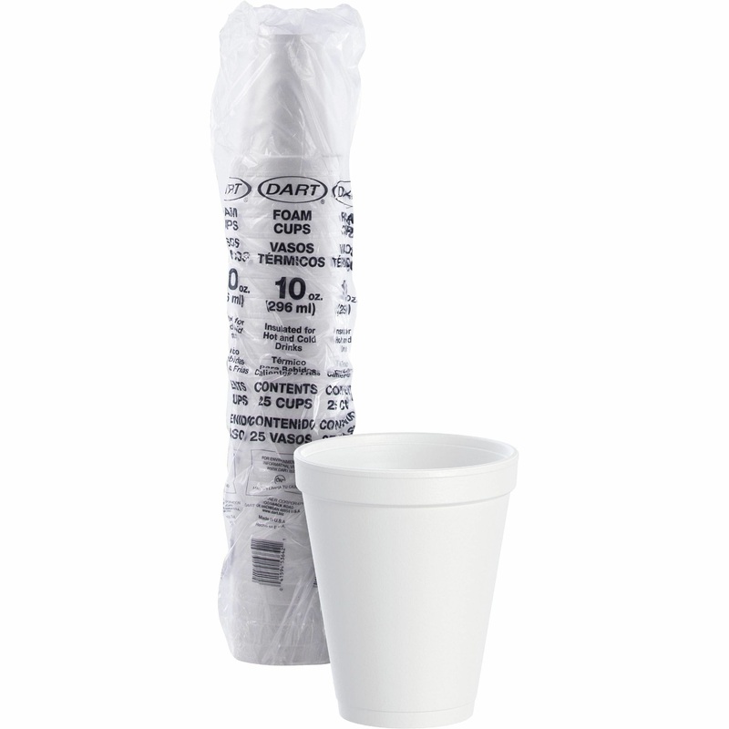 Dart J Cup 10 oz Insulated Foam Cups – 10 fl oz – Round – White – Styrofoam – Coffee, Cappuccino, Hot Chocolate, Tea, Hot Cider, Juice, Smoothie, Soda, Soft Drink, Water – 25 / Bag