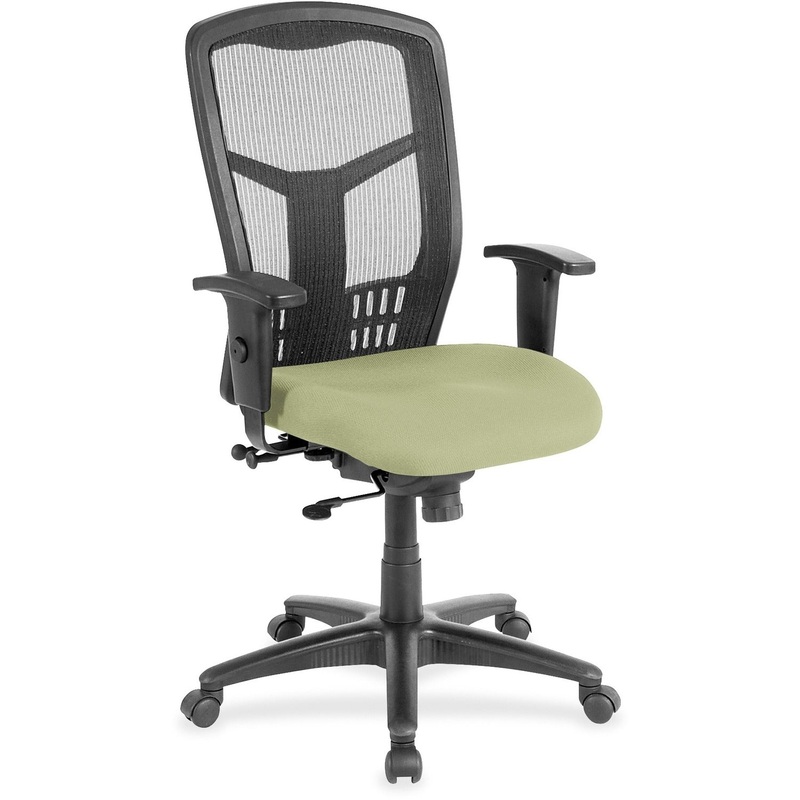 Lorell Executive Mesh High-back Swivel Chair – Dillon Sage Seat Color – Vinyl Seat Material – Black Back Color – Mesh Back Material – High Back – Sage – Armrest – 1 Each