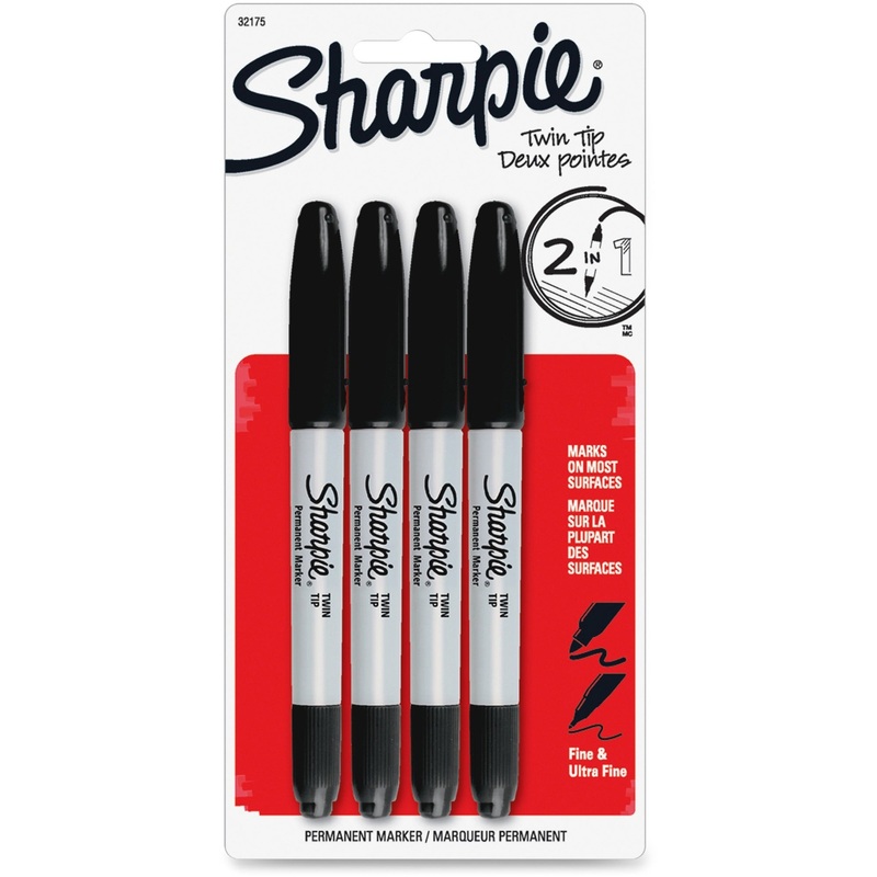 Sharpie Twin Tip Permanent Markers – Fine, Ultra Fine Marker Point – Black Ink – Alcohol Based – 4 / Pack