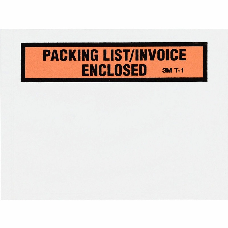 3M Packing List/Invoice Enclosed Envelopes – Packing List – 4 1/2″ Width x 5 1/2″ Length – Self-sealing – Clear – Polyethylene – 1000 / Box