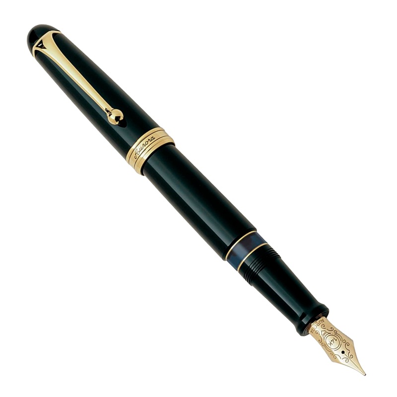 Aurora 88 Gold Plated Black Resin Large Fountain Pen Extra Fine (EF)