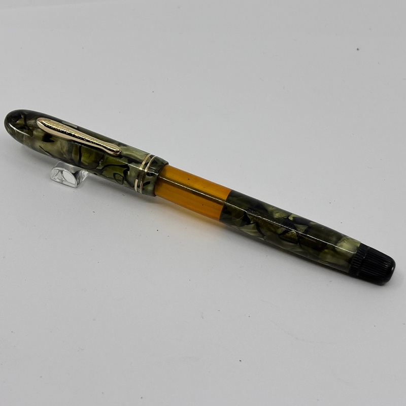 Conklin Nozac ” Precursor Prototype ” Green Marble Pat Pending engraved on barrel , Rare Pen !!