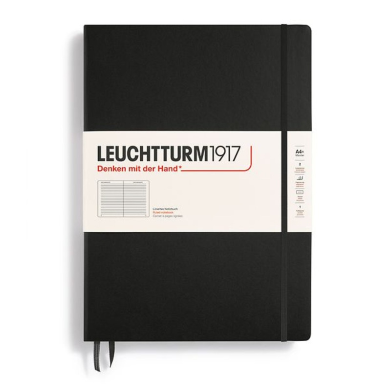 Leuchtturm1917 Master Classic A4+ Hardcover Ruled Notebook – Black