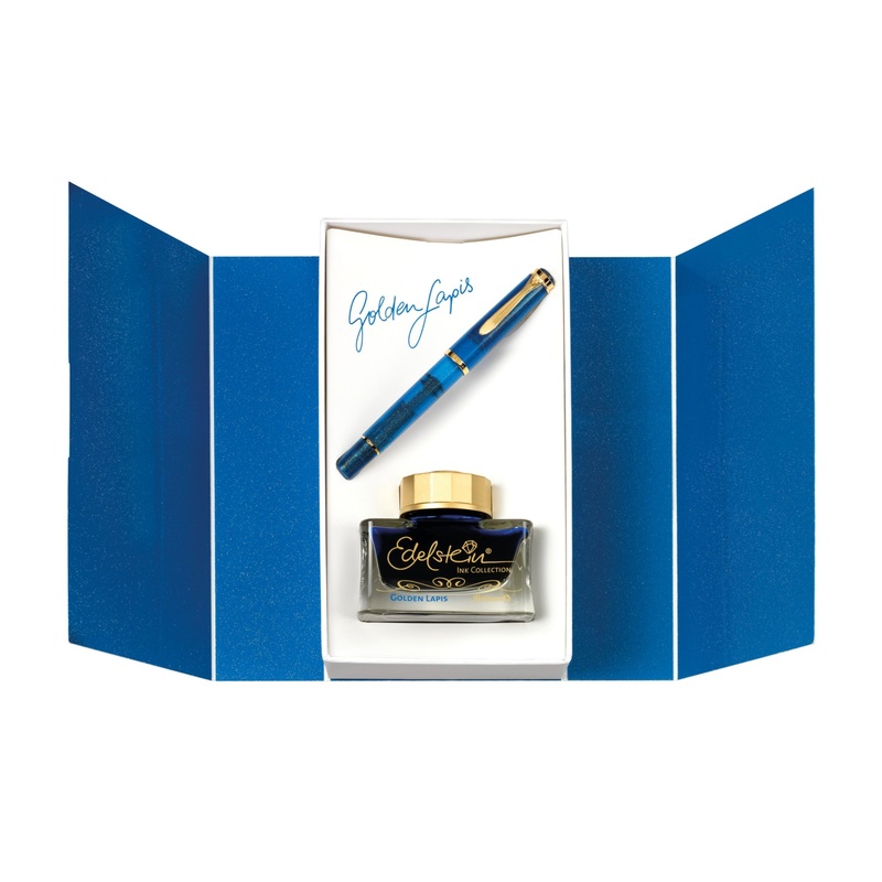 Pelikan Classic M200 Golden Lapis Set with Edelstein Ink of The Year 2024 Golden Lapis Broad