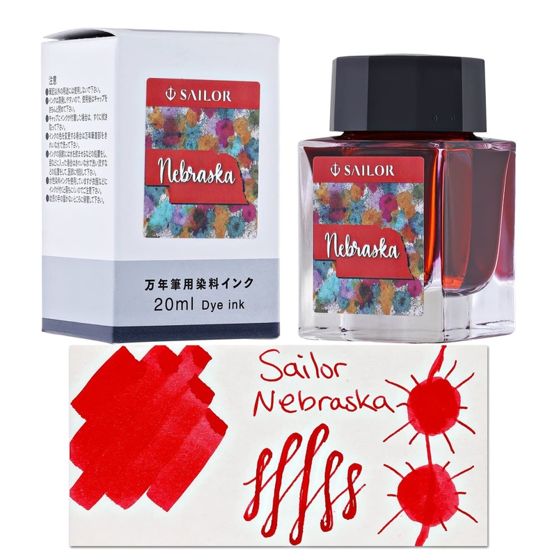 Sailor USA State Bottled Ink in Nebraska (Red) – 20 mL