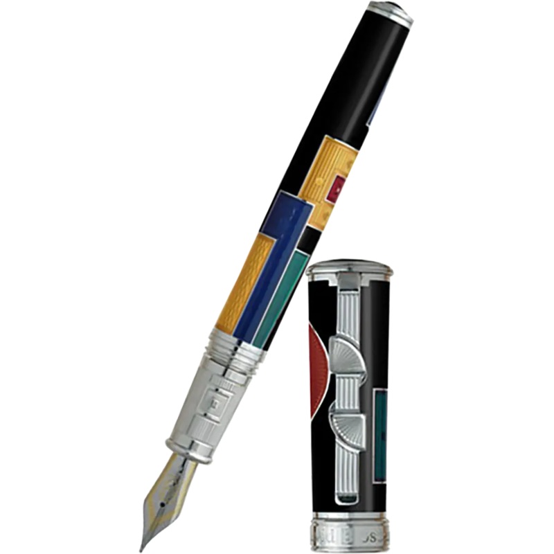 David Oscarson 15th Anniversary American Art Deco Black Fountain Pen Fine