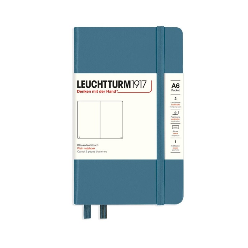 Leuchtturm1917 A6 Pocket Hardcover Plain Notebook – Stone Blue