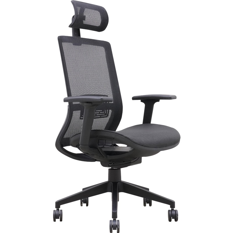 Lorell Mesh High-Back Task Chair With Headrest – Black – Armrest – 1 Each