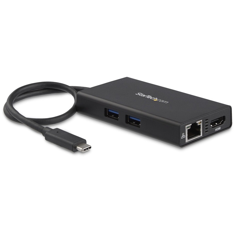 StarTech.com Docking Station – for Notebook, Tablet, Monitor – 60 W – USB Type C – 1 Displays Supported – 4K – 4096 x 2160, 3840 x 2160 – 2 x USB 3.0 – 2 x USB Type-A Ports – USB Type-A – USB Type-C – 1 x RJ-45 Ports – Network (RJ-45) – 1 x HDMI Ports – H