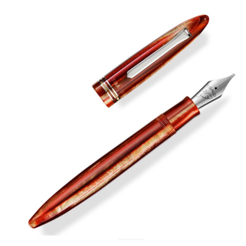 Tibaldi Bononia Seashell Mist Resin Fountain Pen, Palladium Trim Extra Fine