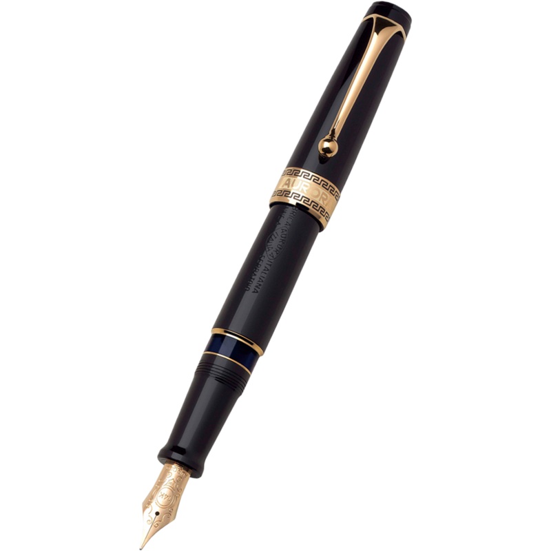 Aurora Optima Fountain Pen – Black – Gold Trim Extra-Fine