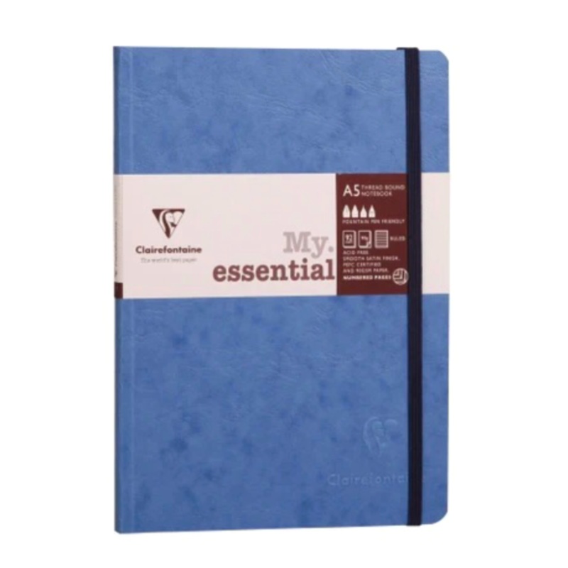 Clairefontaine #793434 My Essential Dotted A5 Notebook (6 x 8.25) – Blue