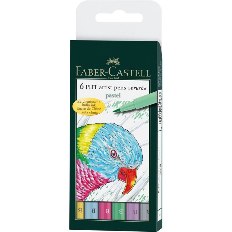 Faber-Castell PITT Artist Pen Brush Pen Set of 6 (Pastel)