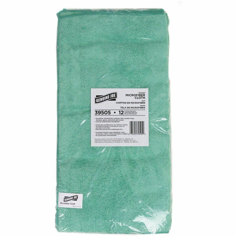 Genuine Joe General Purpose Microfiber Cloth – For General Purpose – 16″ Length x 16″ Width – Recommended For: Dust Remover, Dirt Remover – Green – 12/Bag – 15 / Carton
