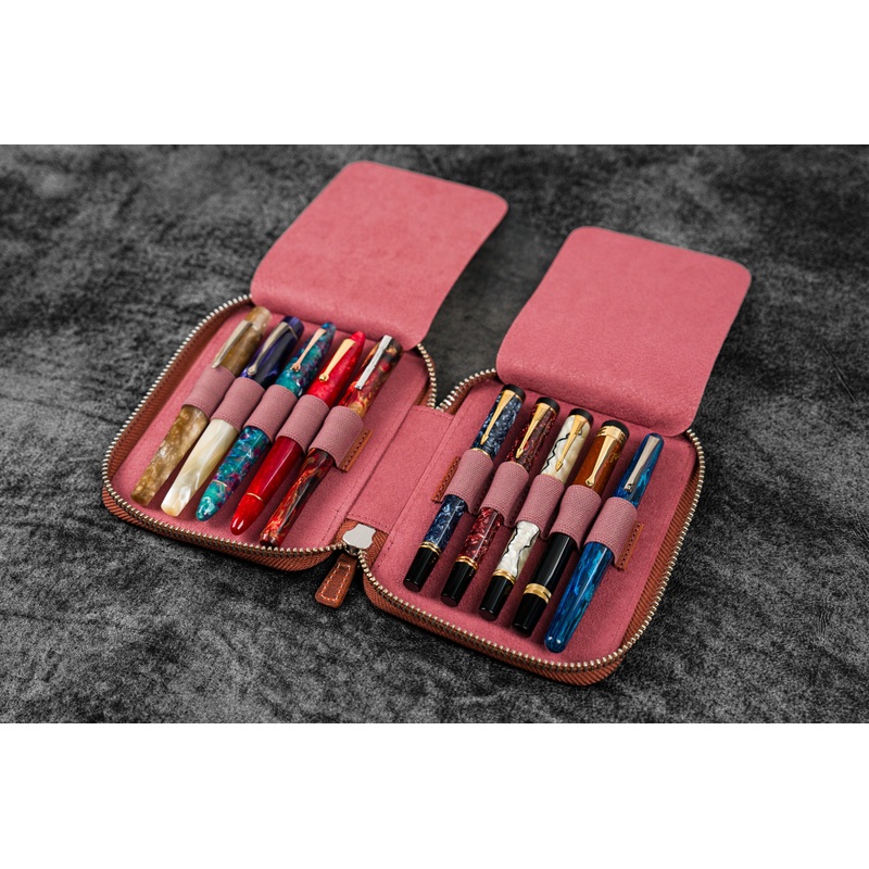 Leather Zippered 10 Slots Pen Case – C.H. Orange