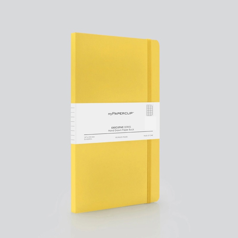 myPAPERCLIP Executive Series Soft Cover Notebook – Yellow – Medium – Squared