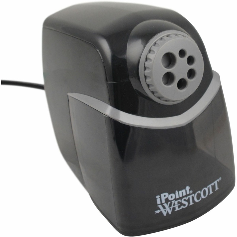 Westcott iPoint Heavy-Duty School Sharpener – Helical – 7.8″ Height x 5.8″ Width – Gray, Black – 1 Each