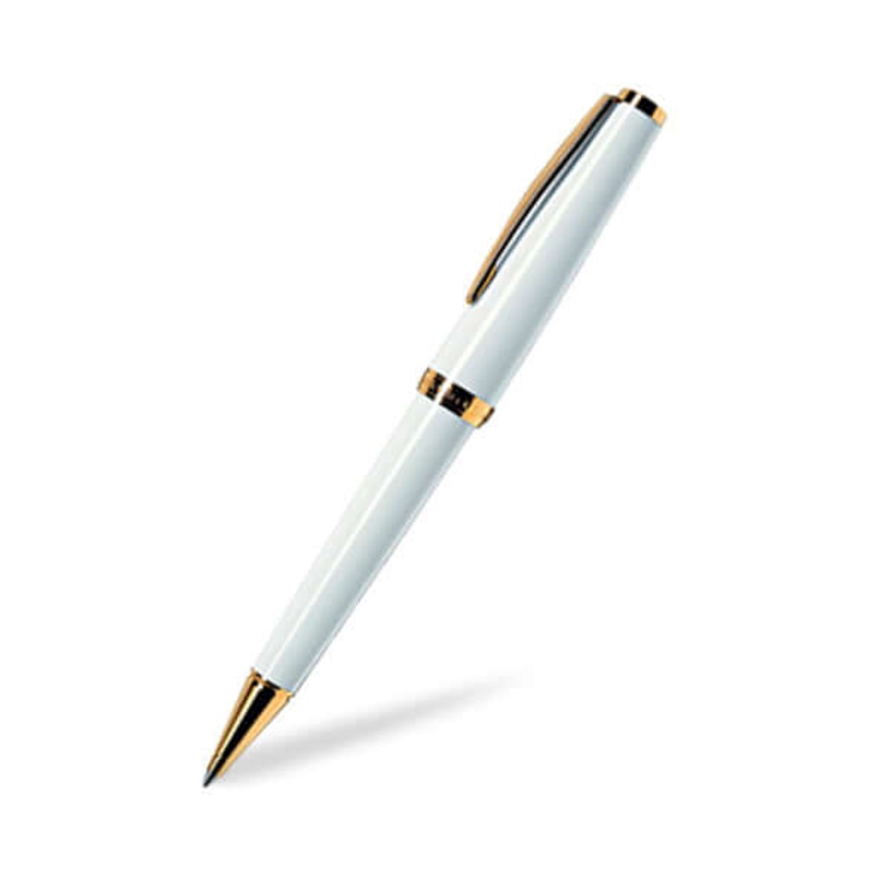 Cleo Skribent Classic Ball Pen, White / Gold Trim