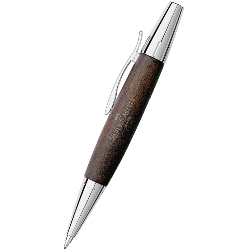 Faber-Castell Design E-Motion Dark Brown with Chrome Ballpoint Pen