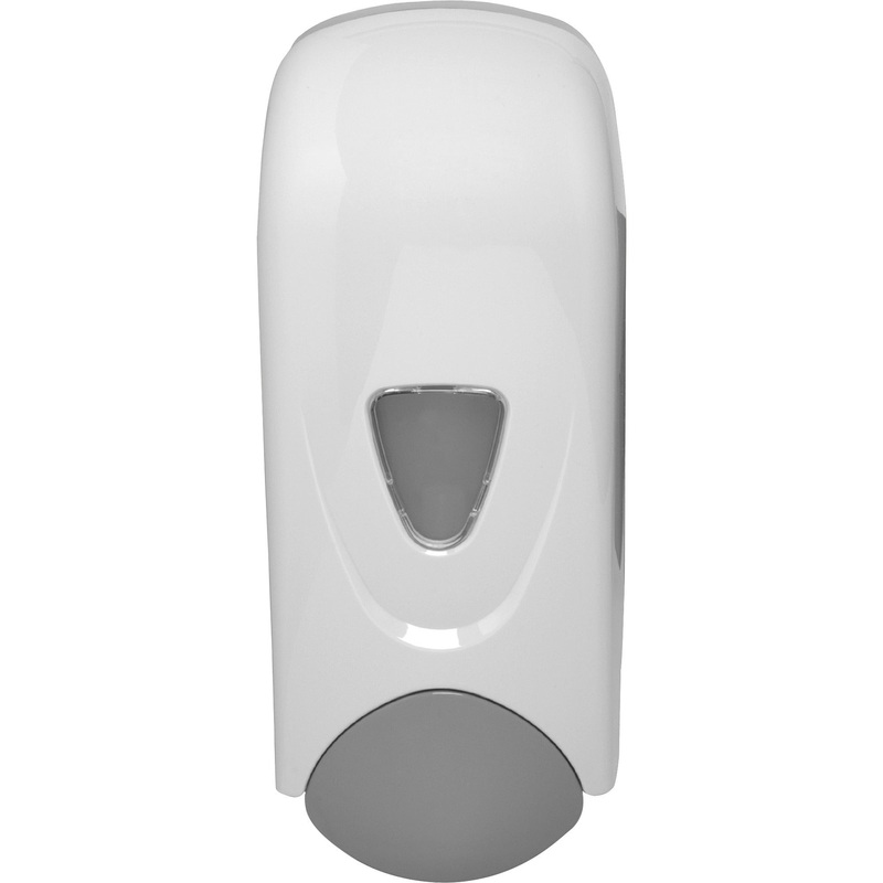 Genuine Joe Foam-Eeze Foam Soap Dispenser – Manual – 1.06 quart Capacity – Refillable, Site Window, Durable – Gray, White – 1 Each