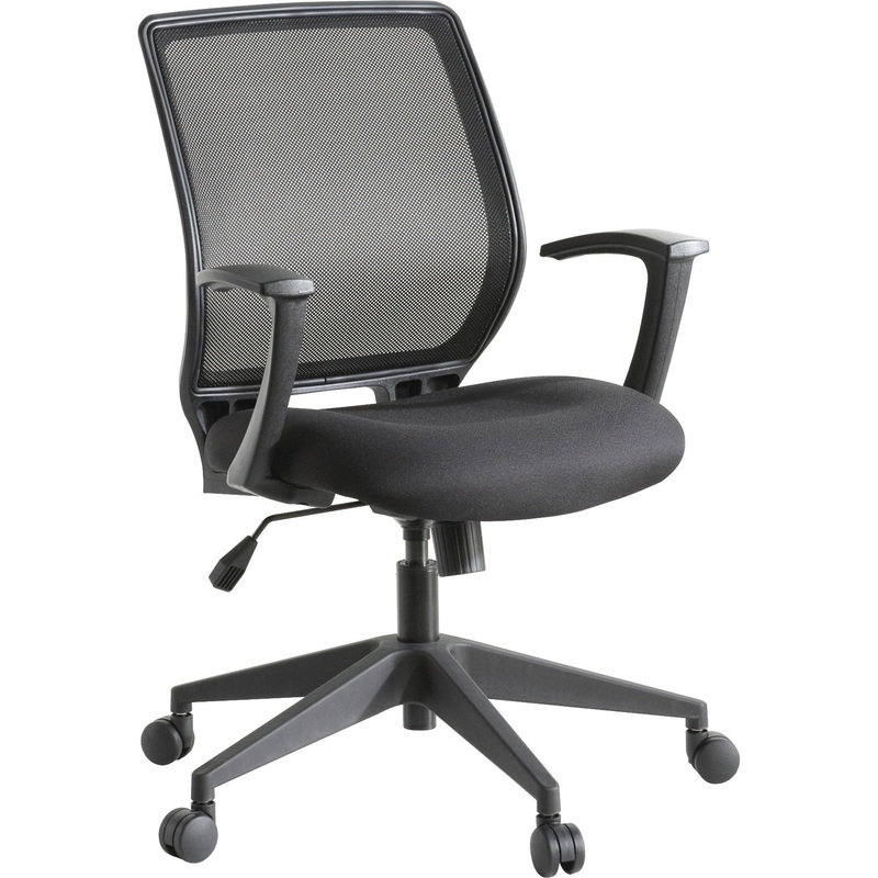 Lorell Executive Mid-back Work Chair – Black Seat Color – 5-star Base – Black – 1 Each