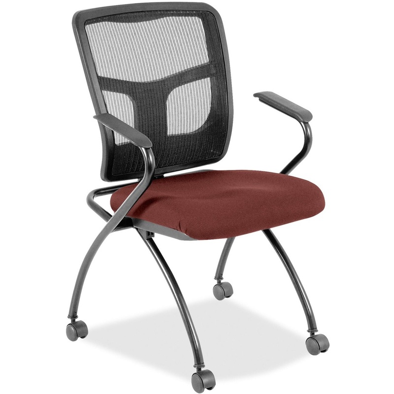 Lorell Mesh Back Nesting Training/Guest Chairs – Canyon Cordovan Seat Color – Vinyl Seat Material – Black Back Color – Mesh Back Material – Gray Frame Color – Metal Frame Material – Four-legged Base – Armrest – 2 / Carton